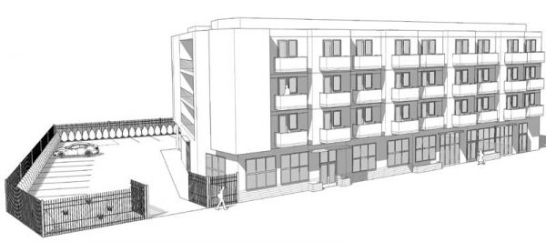 Architectural rendering of Veteran housing complex